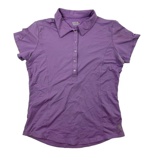 Bette & Court Purple Short Sleeve Polo Shirt Nylon Spandex Mesh Vents Size XS - Picture 1 of 10